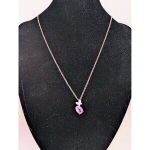 Amethyst Pendant Necklace In 925 Sterling Silver With Butterfly Accent